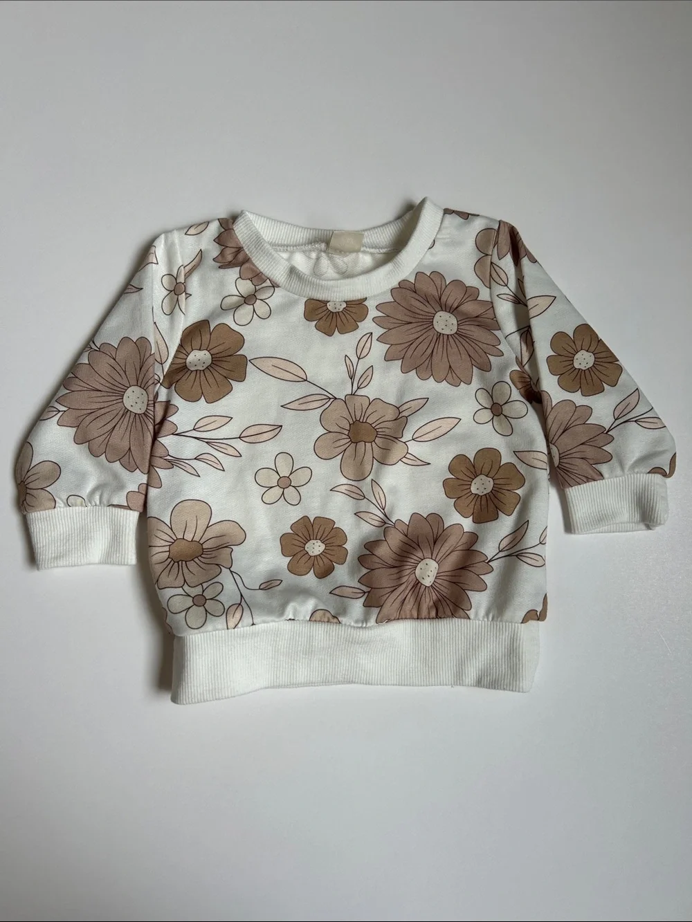 Neutral Floral Baby Jumpsuit and Headband Set